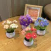 1/2/4 Stück DIY Handgewebte Mini-Topfblume Rose Büro Schreibtisch Dekorative Topfpflanzen Wollfaden Fertigprodukt Heimdekoration 5