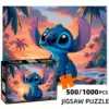 Stitch Sunset Beach Puzzle – Lebhaftes Cartoon-Design, strapazierfähiger weißer Karton, perfekt für Spaß für Erwachsene und die ganze Familie, verbessert die Spielerfreude