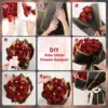 12/24 Stück Rote Glitzer-Rosen Bouquet DIY Geschenkset Dauerhafte Glänzende Künstliche Rosen für Valentinstag Jahrestag Verlobung Hochzeit 6
