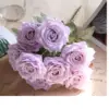9-köpfiger Rosenstrauß, künstliche Blume, lila, dunkelviolette Rose, künstliche Rose, Wohnzimmerdekoration, Hochzeit 6
