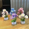 1/2/4 Stück DIY Handgewebte Mini-Topfblume Rose Büro Schreibtisch Dekorative Topfpflanzen Wollfaden Fertigprodukt Heimdekoration 3