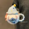 Disney Nette Stich Keramik Becher Mit Deckel Wärmedämmung Griff Hause Paar Wasser Tasse Exquisite Geschenk Box Verpackt Geburtstag Geschenk