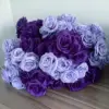 9-köpfiger Rosenstrauß, künstliche Blume, lila, dunkelviolette Rose, künstliche Rose, Wohnzimmerdekoration, Hochzeit 2
