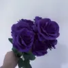 9-köpfiger Rosenstrauß, künstliche Blume, lila, dunkelviolette Rose, künstliche Rose, Wohnzimmerdekoration, Hochzeit 5