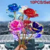 10 Stück Valentinstag Kreatives Geschenk 24K Folienüberzogene Roségold-Rose Hält Ewig - Liebes-Hochzeitsdekoration Liebhaber-Rosen Kreatives Geschenk 4