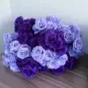 9-köpfiger Rosenstrauß, künstliche Blume, lila, dunkelviolette Rose, künstliche Rose, Wohnzimmerdekoration, Hochzeit