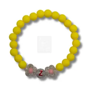 Personalisiertes Blumen Armband Gelb mit Buchstabe Z