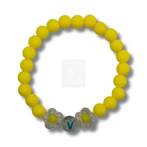 Personalisiertes Blumen Armband Gelb mit Buchstabe V