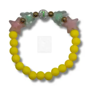 Personalisiertes Stern Schmetterling Armband Gelb mit Buchstabe T