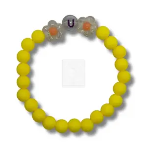 Personalisiertes Blumen Armband Gelb mit Buchstabe U