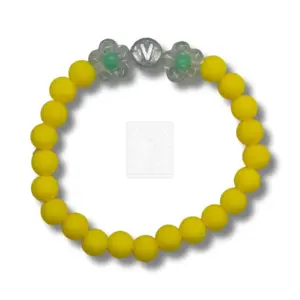 Personalisiertes Blumen Armband Gelb mit Buchstabe V