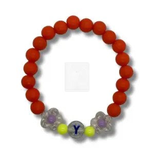 Personalisiertes Blumen Armband Rot mit Buchstabe Y