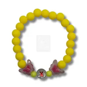 Personalisiertes Schmetterling Armband Neon Gelb mit Buchstabe X
