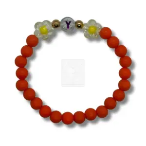 Personalisiertes Blumen Armband Rot mit Buchstabe Y