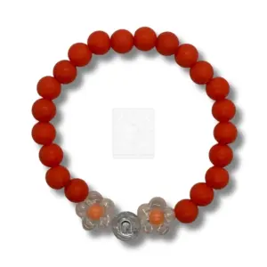 Personalisiertes Blumen Armband Rot mit Buchstabe O