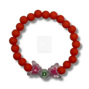 Personalisiertes Schmetterling Armband Rot mit Buchstabe O