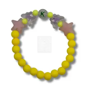 Personalisiertes Stern Schmetterling Armband Gelb mit Buchstabe K