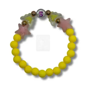 Personalisiertes Stern Schmetterling Armband Gelb mit Buchstabe S