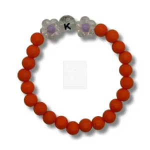 Personalisiertes Blumen Armband Rot mit Buchstabe K