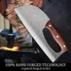 WXCOO Handgeschmiedetes Multifunktionales Arbeitserleichterndes Küchenmesser Edelstahl-Hackmesser Metzgermesser mit Holzgriff Knochenmesser 3