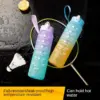 750ml Sport wasser flasche hoch temperatur beständiger abgestufter Stroh becher Regenbogen gefrostet progressive Farbe Wasser becher Plastik becher 3