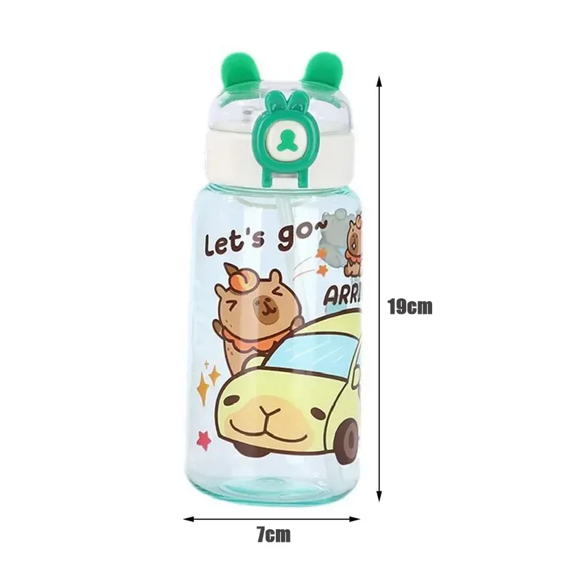 1-10PCS Capybara Cartoon 550ml Tragbare Große-kapazität Wasser Flasche Sport Stroh Tassen Student Kunststoff wasser Tassen Wasser Flasche 6
