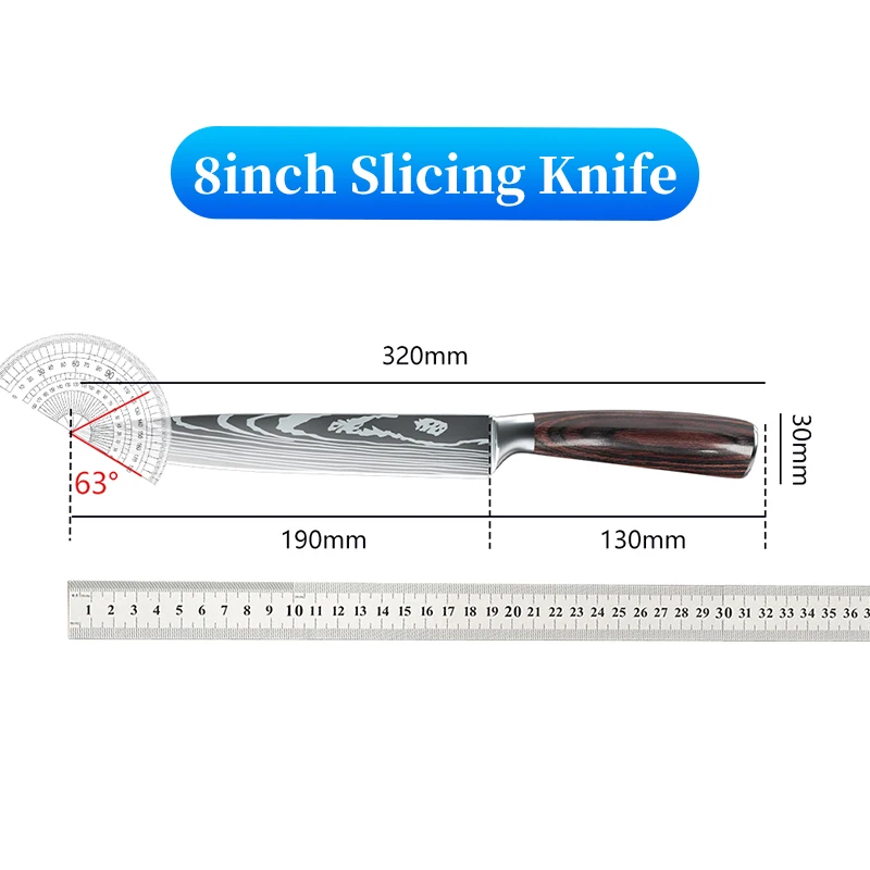 MDHAND Japanische Küchenmesser, deutsches 8-Zoll-Schneidemesser aus Edelstahl, scharfes Rasiermesser, Schnitzmesser, Sushi-Messer als Geschenk 6