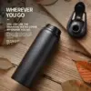 Metall-Sportflaschen mit Druckknopfdeckel, tragbare Fahrrad-Wasserflasche, wiederverwendbare Reiseflaschen mit Griff, Großpackung für Fitnessstudio, Wandern, Sport 5