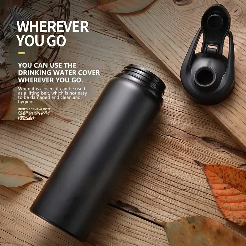 Metall-Sportflaschen mit Druckknopfdeckel, tragbare Fahrrad-Wasserflasche, wiederverwendbare Reiseflaschen mit Griff, Großpackung für Fitnessstudio, Wandern, Sport 5