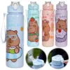 700 ml Capybara süßer Wasserbecher mit Strohhalm und Griff, tragbare Trinkflasche, große Kapazität, Kawaii-Wasserflasche für Fitness, Sport