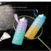 750ml Sport wasser flasche hoch temperatur beständiger abgestufter Stroh becher Regenbogen gefrostet progressive Farbe Wasser becher Plastik becher 5