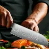 Damaskus Santoku-Messer, VG-10 Kernstahl 67 Lagen Professionelles Fleischmesser, Scharfe Klinge Santoku Küchenmesser mit Ergonomischem Griff 4
