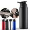 Metall-Sportflaschen mit Druckknopfdeckel, tragbare Fahrrad-Wasserflasche, wiederverwendbare Reiseflaschen mit Griff, Großpackung für Fitnessstudio, Wandern, Sport
