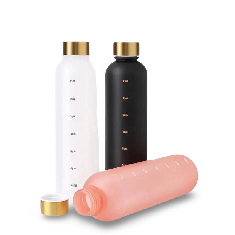1l Flasche mit Zeit marke 32 oz motivierende wieder verwendbare Fitness sportarten im Freien reisen auslaufs icher bpa frei gefroste ter Kunststoff