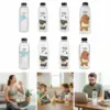 1-8 Stück 1000ml Protein-Shaker-Flasche im Panda-Design mit Strohhalm, auslaufsicher, für Fitness-Workouts, Sport und zum Mixen von Nahrungsergänzungsgetränken 5