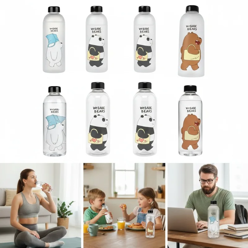 1-8 Stück 1000ml Protein-Shaker-Flasche im Panda-Design mit Strohhalm, auslaufsicher, für Fitness-Workouts, Sport und zum Mixen von Nahrungsergänzungsgetränken 5