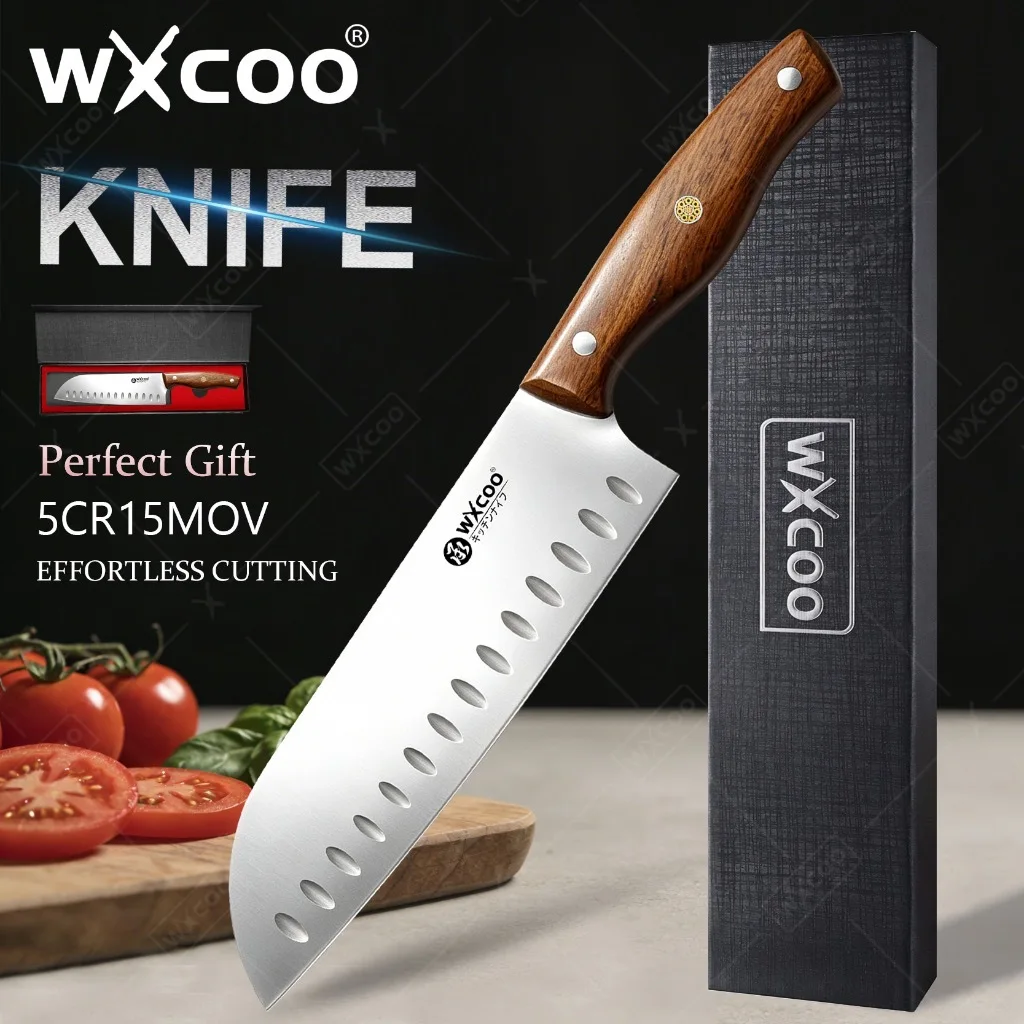 WXCOO Santoku-Messer Japanisches Küchenmesser Fleischbeil Handgefertigtes Schneidemesser für Metzger Fleisch Gemüse Fisch Kochutensilien 1