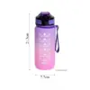 Motivierende Wasserflasche 600ml Auslaufsichere Sportflasche mit Zeitmarkierung Strohhalm Mattierte Farbverlauf-Trinkflasche 2