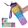 1 l Wasserflasche, 12 Farben, auslaufsicher, mit Zeitmarkierung, Getränk und Strohhalm, motivierende Trink-Sportwasserflasche für Outdoor-Wanderungen