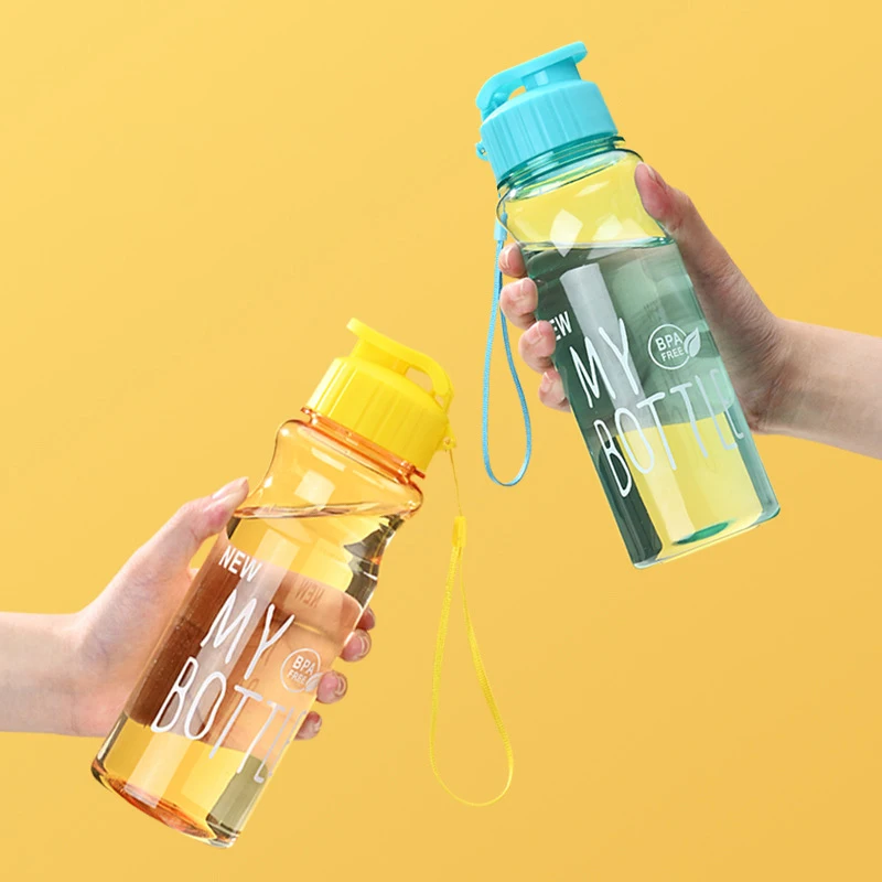 650 ml transparente und tragbare auslaufsichere Shaker-Sportwasserflasche mit Deckel für Schule, Fitnessstudio, Reisen, Mädchen, Jungen, BPA-frei 5