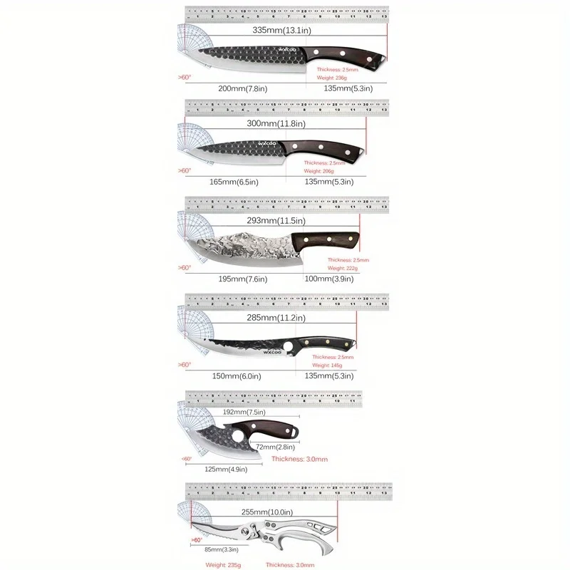 1-6PCS Edelstahl Kochmesser Set Professionelle Küchenmesser Sharp Boning Sashimi Utility Chinesische Rindfleisch Fisch Messer handgefertigt 2