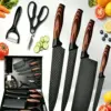 6-teiliges hochwertiges scharfes Messerset | Enthält Kochmesser, Schere und Schäler | Küchen-Essentials