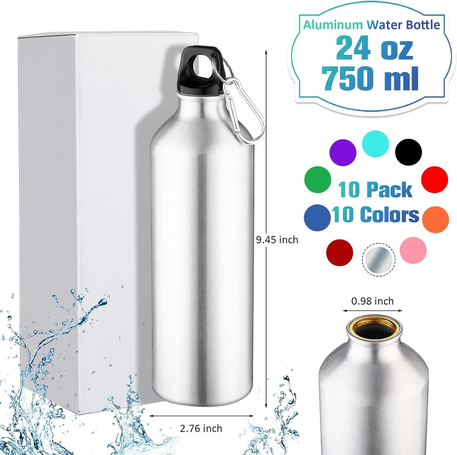 500 ml 750 ml Farbverlauf Aluminium Wasser Flasche Große Kapazität Gym Outdoor Sport Flasche Auslaufsicher Tragbare Geschenk Drink 2