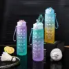 750ml Sport wasser flasche hoch temperatur beständiger abgestufter Stroh becher Regenbogen gefrostet progressive Farbe Wasser becher Plastik becher 4