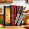 SAEIV Zweiteiliges Küchenmesser-Set aus Damaszener Stahl Kochmesser und Santoku-Messer VG10 Hochkohlenstoffstahl Profi-Messer 1