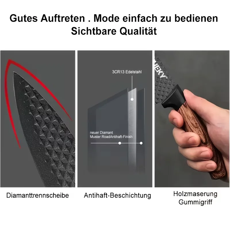 6-teiliges hochwertiges scharfes Messerset | Enthält Kochmesser, Schere und Schäler | Küchen-Essentials 6