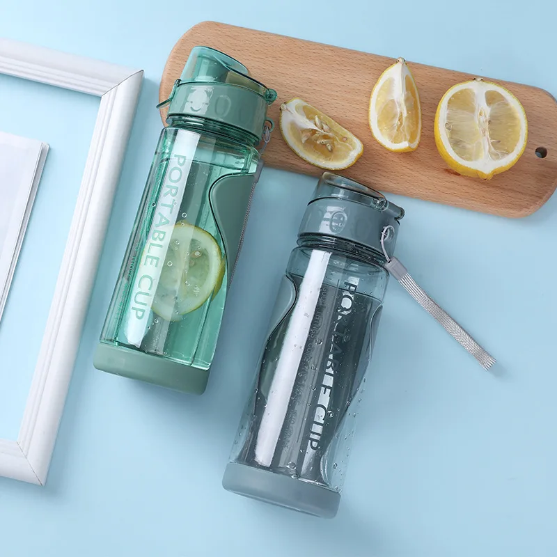 500ml Plastik wasser flaschen Flasche Outdoor Sport Wasser becher bpa frei Wasser becher Student tragbare Tasse mit Griff Trink werkzeug 3