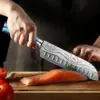Professionelles 8-Zoll Santoku-Messer, Küchenmesser, Kochmesser mit Stahlklinge, Perfekt für Kulinarik-Enthusiasten, Kochzubehör 2