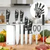 9-teiliges schwarzes Küchenmesser-Set mit Hohlgriff aus rostfreiem Edelstahl, scharfe, langlebige, rostfreie Kochmesser mit Messerblock für Zuhause und als Geschenk 1
