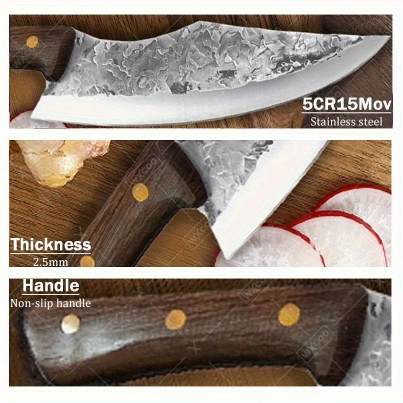1-6PCS Edelstahl Kochmesser Set Professionelle Küchenmesser Sharp Boning Sashimi Utility Chinesische Rindfleisch Fisch Messer handgefertigt 4